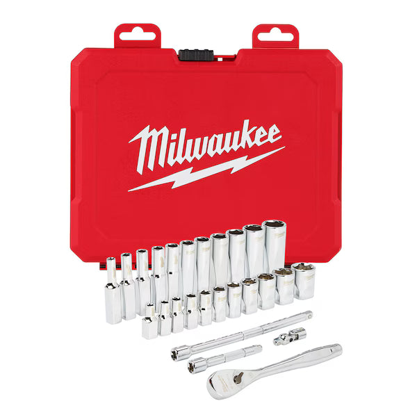 Milwaukee 1/4" Drive Ratchet & Socket SAE Set 48-22-9404 - Northeast Parts